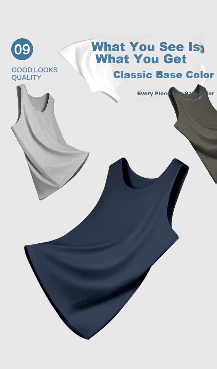 Hongdou Men's Cotton-Spandex Solid Color Round Neck Breathable Sports Base Layer Tank Top 2-Pack 4