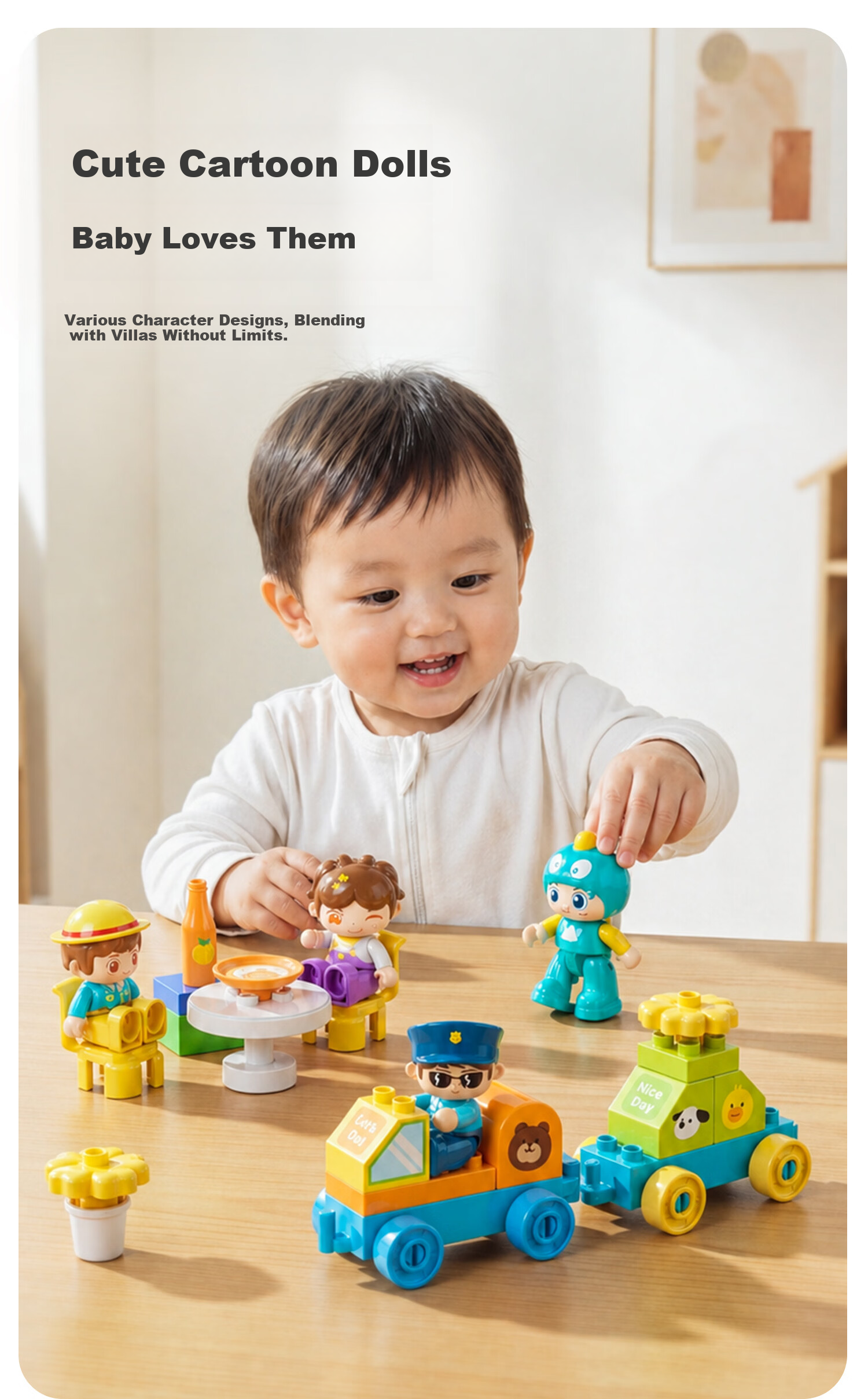 FEELO Compatible LEGO Large Building Blocks Children's Assembly Toy Boys Girls Birthday Gift Windmill Villa Y42007 Bucket 2