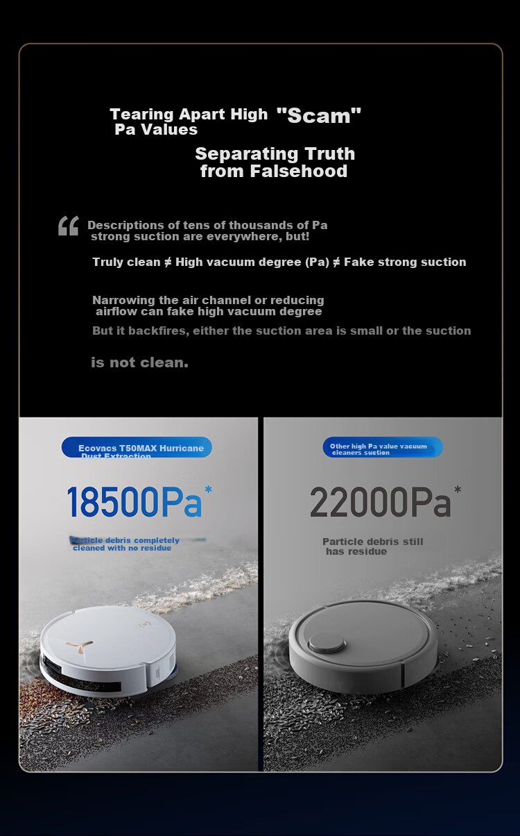 Ecovacs T50 MAX Robot Vacuum Cleaner and Mop Combo with Automatic Cleaning, Smart Home Hair Tangle-Free Ultra-Thin Water Tank Version (Supports HarmonyOS) - Mother's Day Gift 9