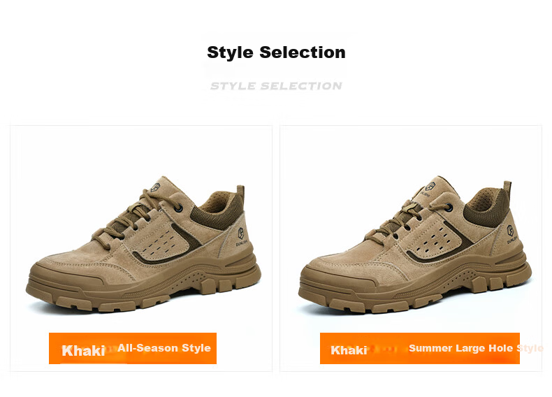Dunlishi Steel Toe Safety Shoes Men Anti-Smash Anti-Puncture Work Shoes Women Comfortable Durable Protective Construction Shoes 0052 Khaki All-Season Size 37 1