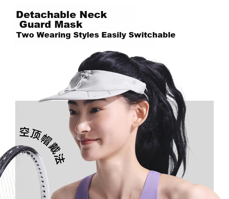 Beneunder Sports Neck Sun Protection Mask with Detachable Visor and Face Shield, Open-Top Hat, Full Face Sun Protection, Night Black 21