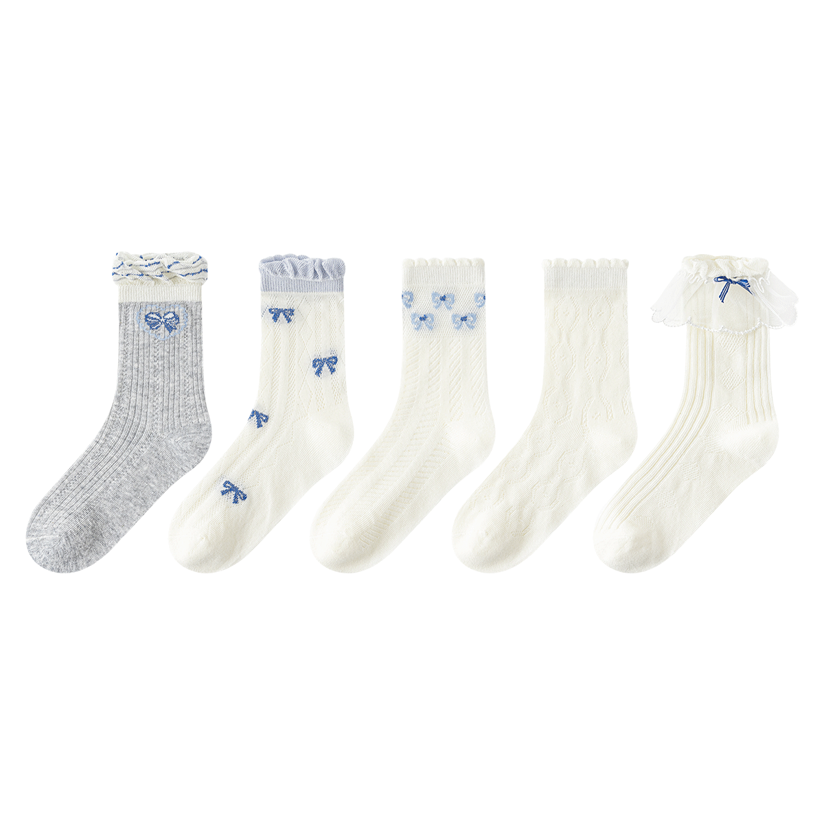 Deesha Class A Children's Socks Summer Thin Mesh Breathable Girls Socks High Elastic Non-binding Seamless Cute Skin-friendly Combed Cotton Socks