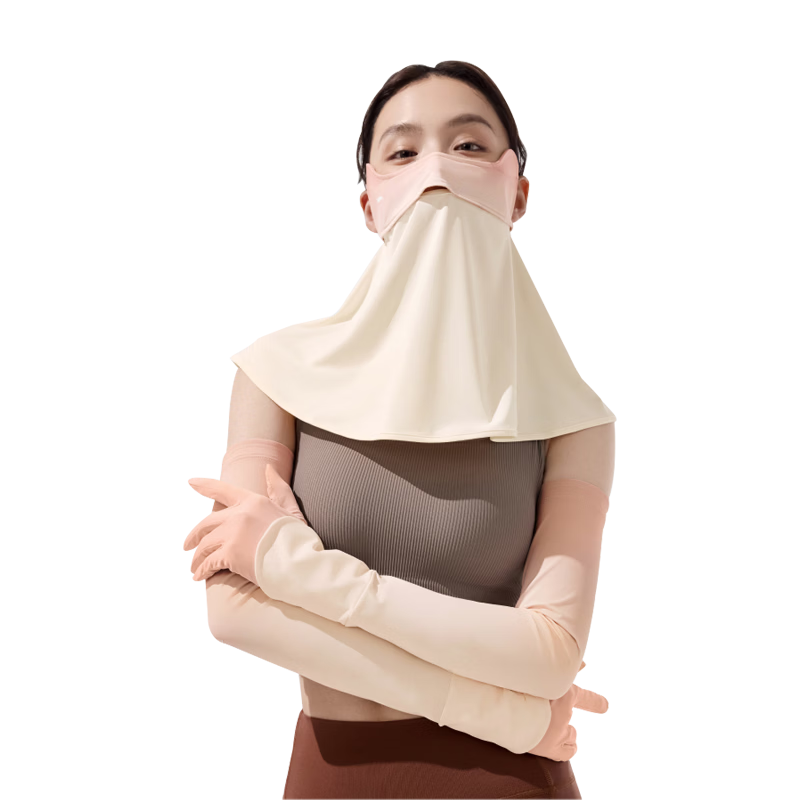 Beneunder UV Protection Face Mask Sleeve Gloves Cooling Breathable Sun Protection Driving Set - Vitality Peach