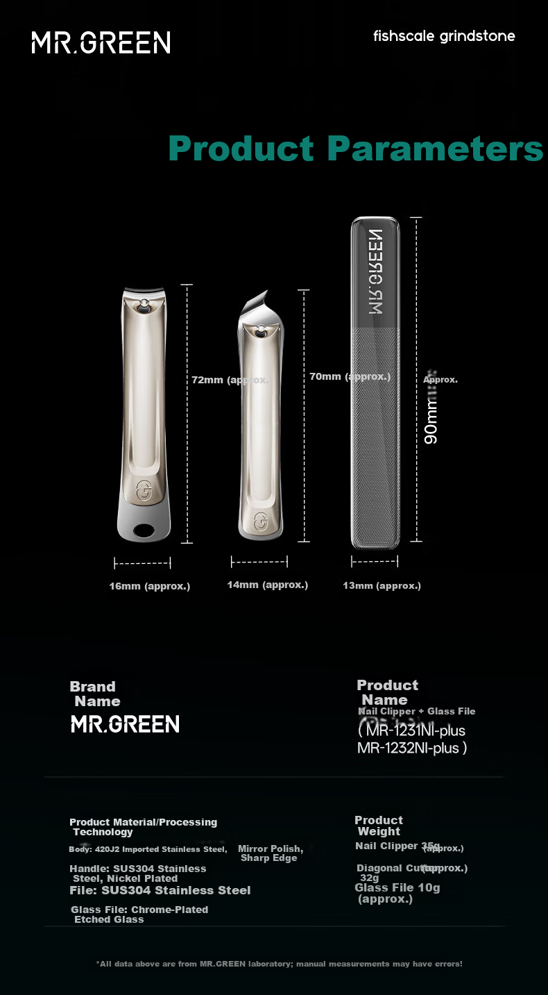 MR.GREEN German Angled Nail Clipper Set Nail Clippers/Pincers/File Imported Stainless Steel 2-Piece Set Mr-1232NI-plus 5