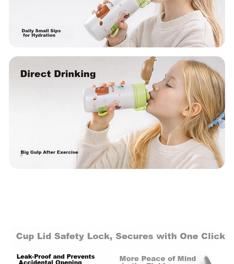 Deli Kids Student Insulated Bottle Strawberry Cake Cute Primary School Multifunctional Dual Drinking Spout Long-lasting Insulated Straw Cup 6