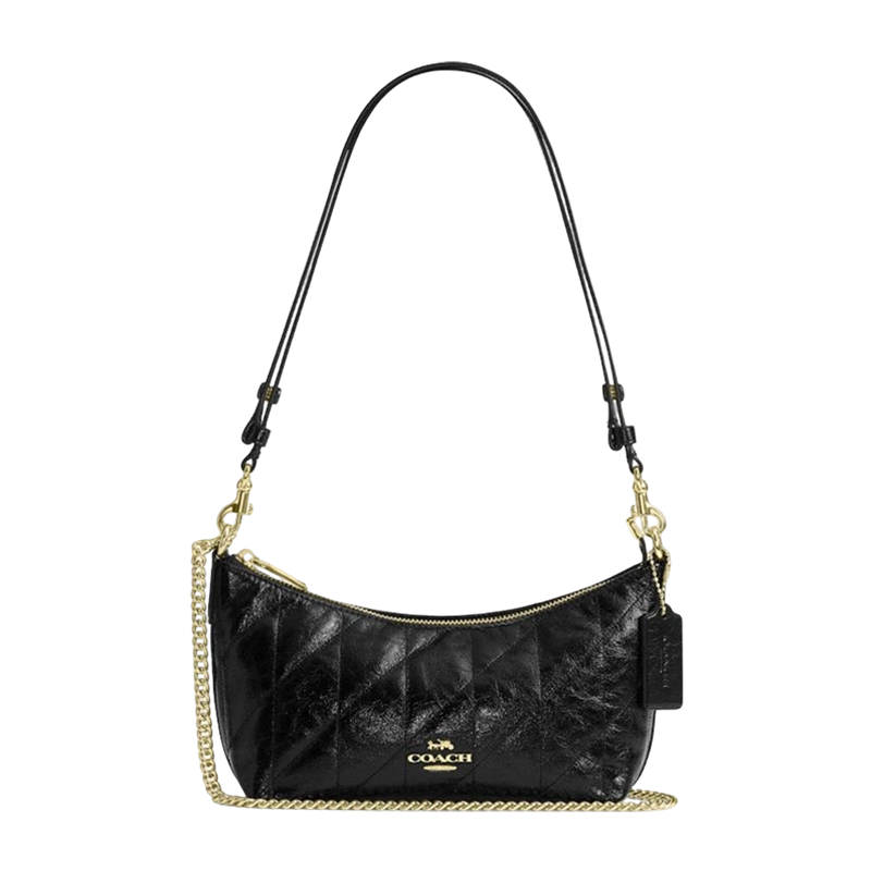 COACH Women's CAITLIN Quilted Detail Shoulder Crossbody Bag Black CDZ88