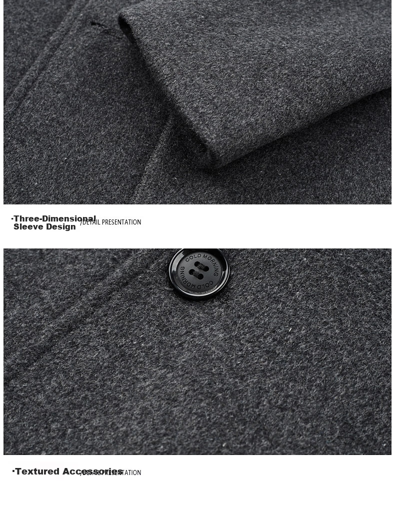 ROMON Men's Wool Suit Autumn Winter Business Casual Woolen Coat Single Blazer XF51 Gray 4XL 8