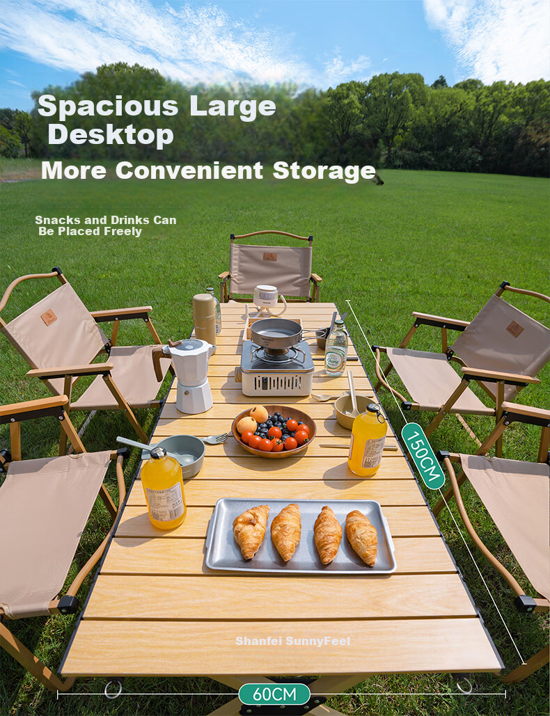 Shanfei Pingya Egg Roll Table Outdoor Folding Chair and Table Camping Table Stable Lightweight Portable Picnic Gear 5