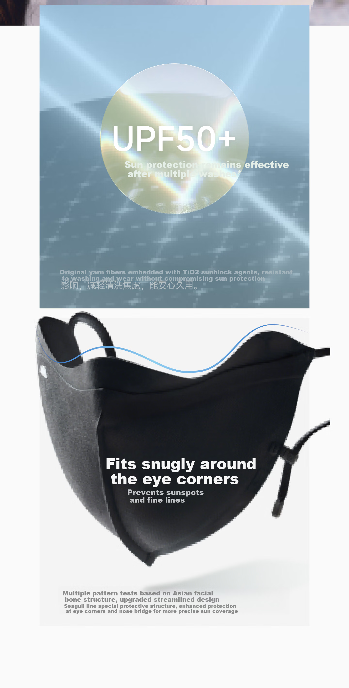Beneunder Sunscreen Face Mask Full-Day Fresh Anti-Stuffy Eye Protection UV Protection Deodorizing Odor Neutralizing Black 18