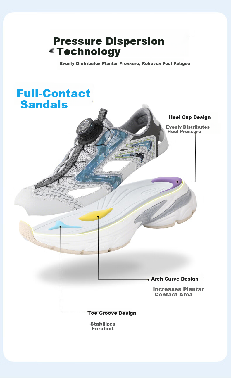 DR·KONG Full Contact Summer Sandals for Boys and Girls, No-Tie Twist Button Children's Sports Shoes 2S20B2001CW Beige/Purple Size 40 11