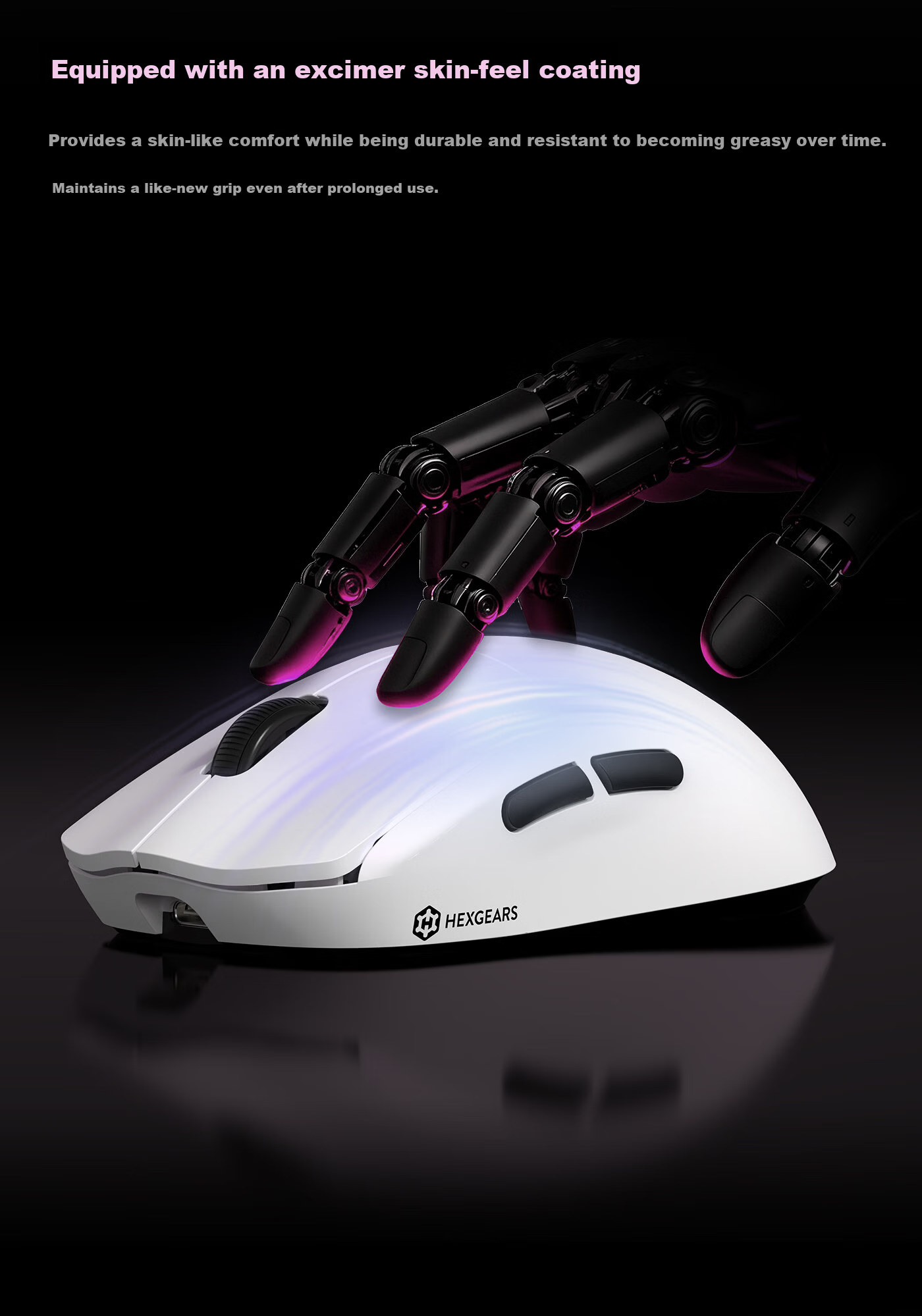 Hyeku H9 Wireless Mouse Gaming Office Lightweight Wired/2.4G/Bluetooth Tri-Mode Large Battery White 6