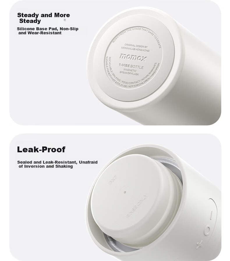 MOMAX Wireless Magnetic Music Thermos Speaker Cup - Waterproof Portable Bluetooth Speaker Water Bottle for Indoor Outdoor Sports, Creative Gift for Couples and Friends 13