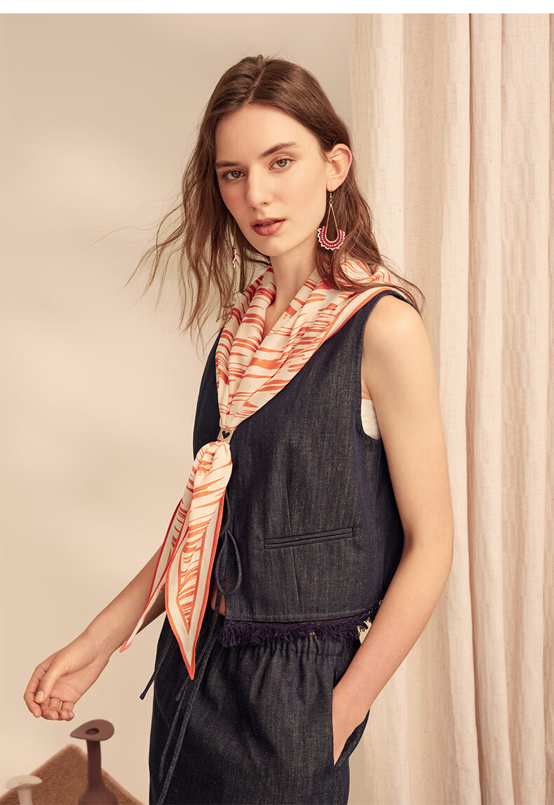 ELLE Modal Striped Triangle Scarf Women's Summer Fashion Versatile Waist Shawl Thin Vest Gift Box Set 24