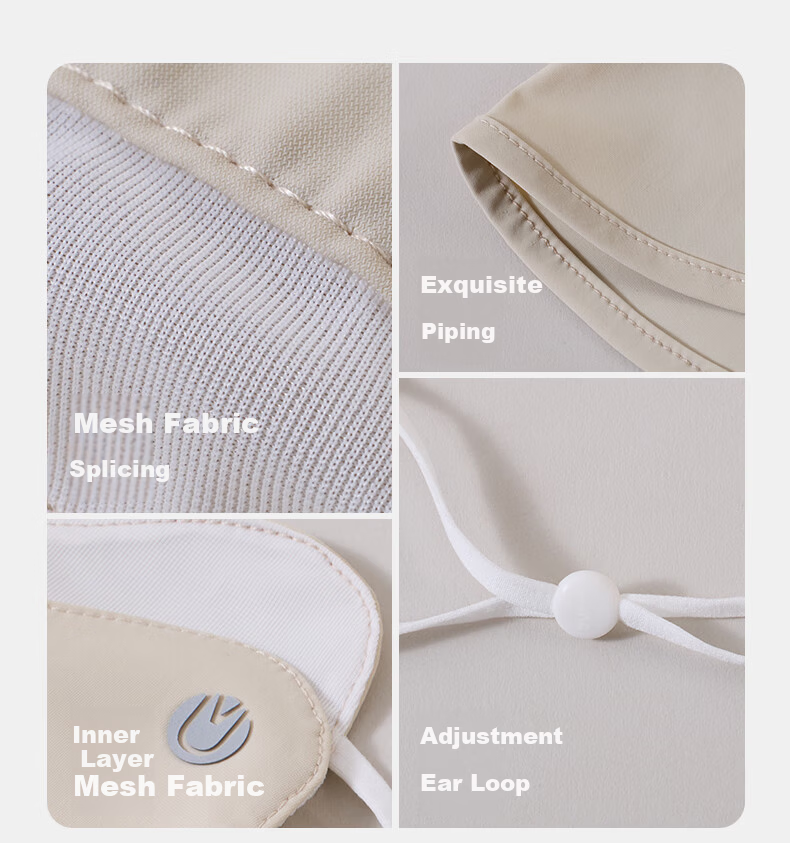 UV100 Taiwan Sun Protection Face Mask Summer UV Shield 3D Open Eye Corner Neck Guard Sun Protection Mask 25410 Germ Rice 14