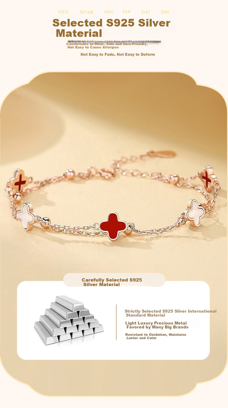 ALLOVE Four-Leaf Clover Sterling Silver Bracelet for Women 2026 New Jewelry Birthday 520 Valentine's Day Gift for Girlfriend Wife 3