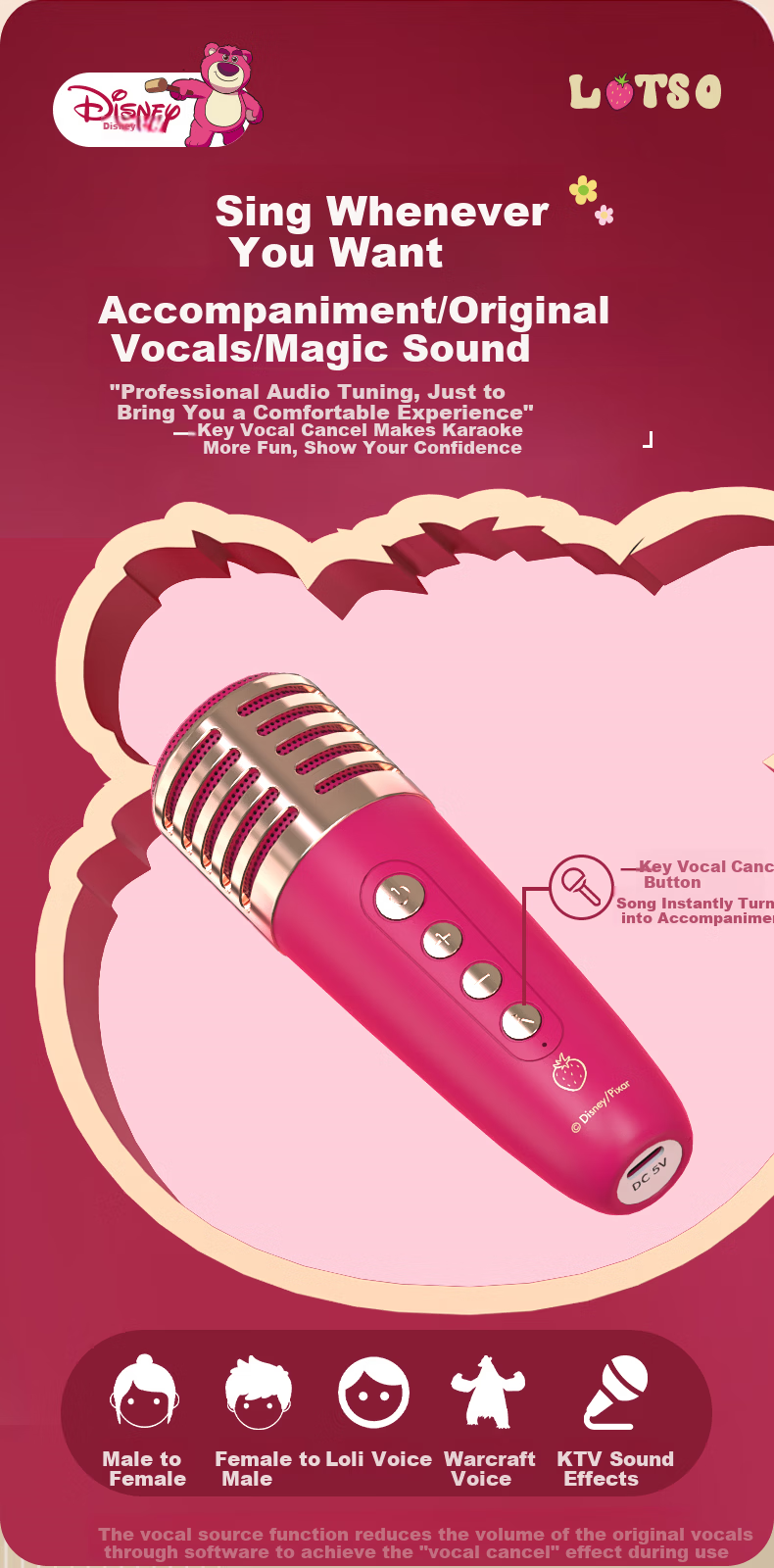 Disney Children's Day KTV Microphone Speaker Wireless Bluetooth Speaker Smart Voice Toy Birthday Gift Box MK18 Minnie 6
