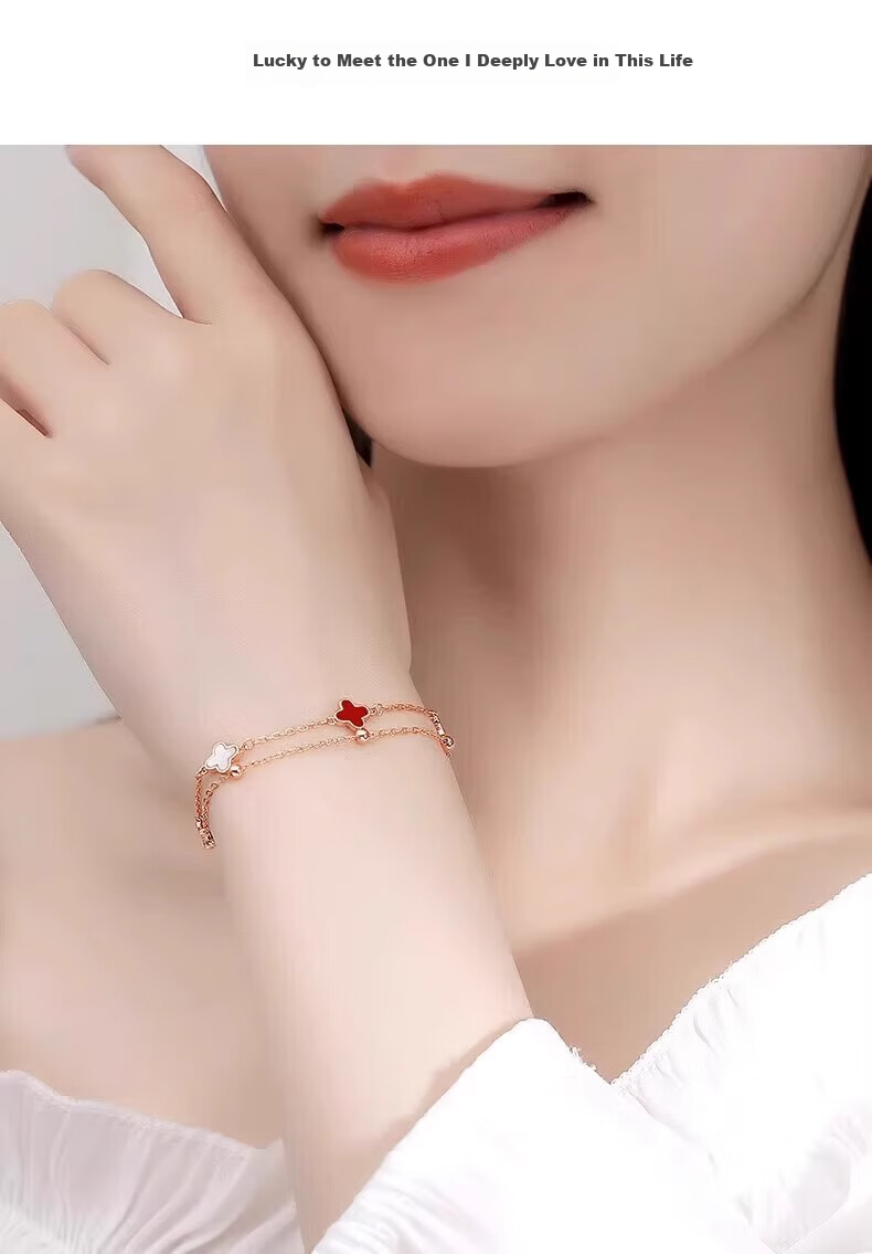 GLTEN Four-Leaf Clover Silver Bracelet for Women New Luxury Jewelry Anniversary Birthday Gift for Girlfriend Wife 15