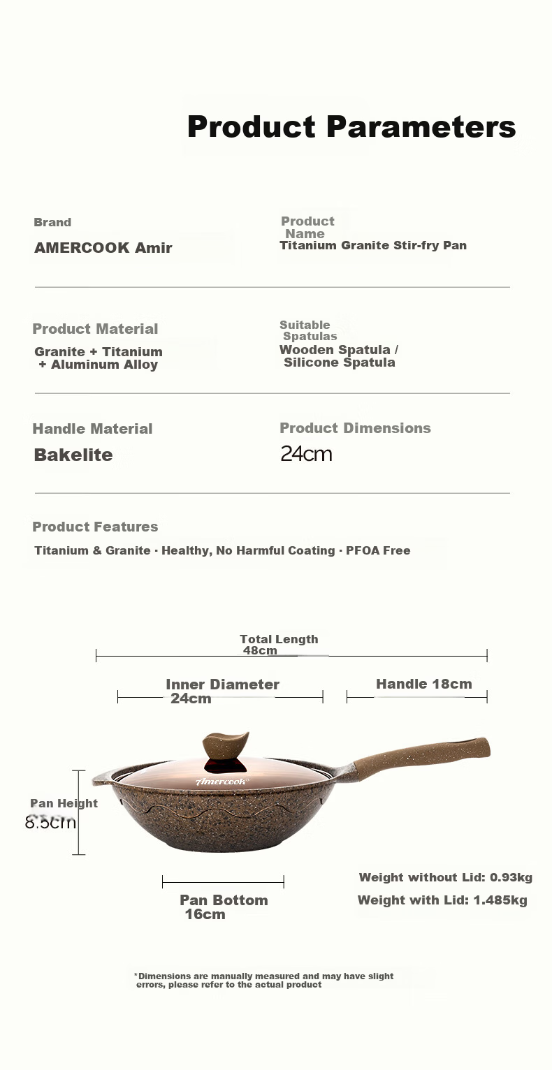 Amercook Alfita Non-Stick Maifan Stone Frying Pan Flat Bottom Stir-Fry Pan Skillet for Induction and Gas Cooktops 19