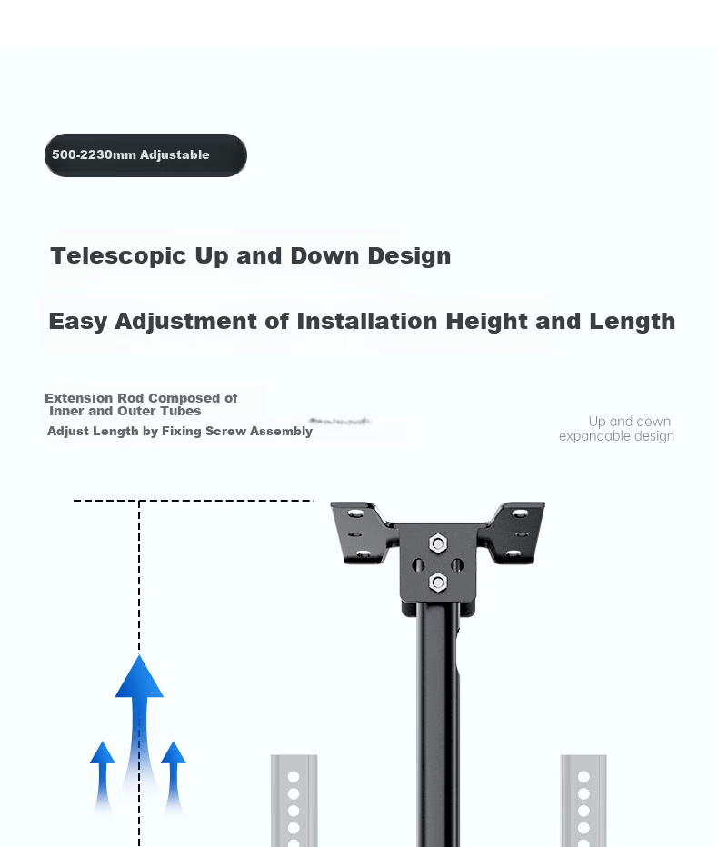Dongpuli 26-60 Inch 2.5M TV Ceiling Mount Bracket Rotatable Adjustable Multifunctional LCD Monitor Surveillance Pole Wall Mount 3