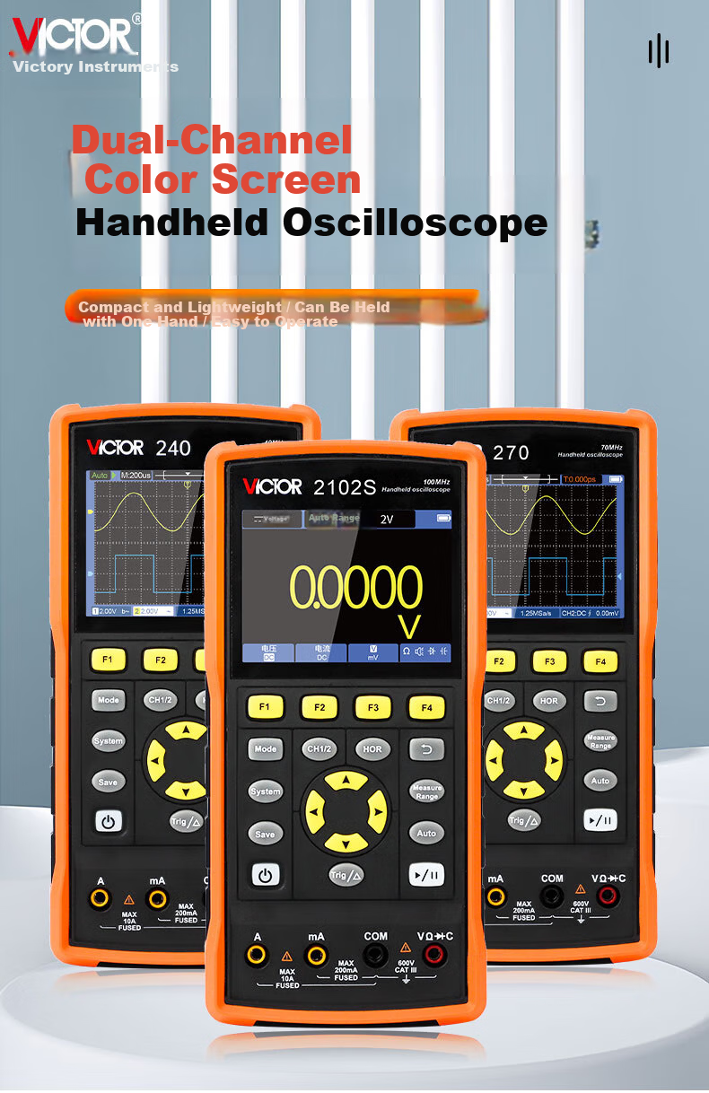 VICTOR VC152S Handheld Digital Oscilloscope Portable Multimeter 3-in-1 Signal Generator Household Use 1