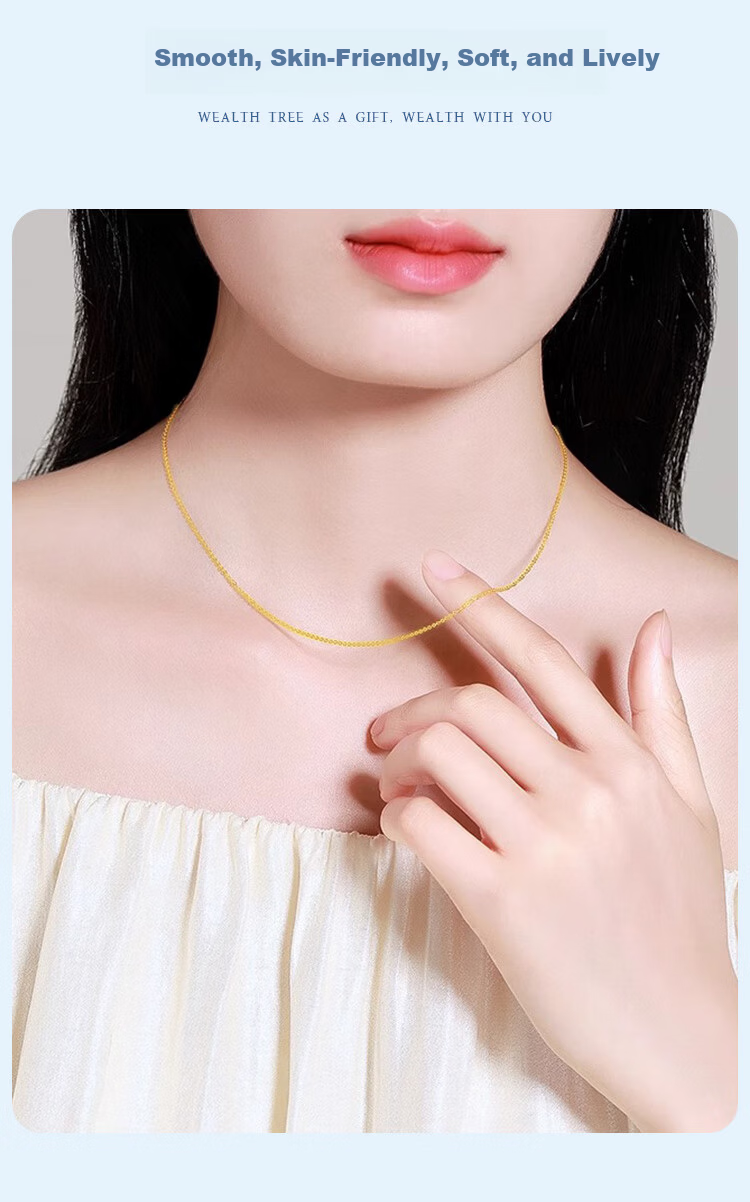 ALLOVE Sterling Silver Necklace for Women, Cross Simple Chain, Versatile Chain with Clasp, Gold-Colored without Pendant, Collarbone Chain, Replacement Chain, Bare Jewelry 7