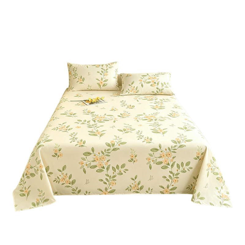 Jinhao Class A 7A Antibacterial 100% Pure Cotton Bed Sheet Single Piece Solid Color Cotton Bed Sheet Adult 230*245cm Morning Mist Vine