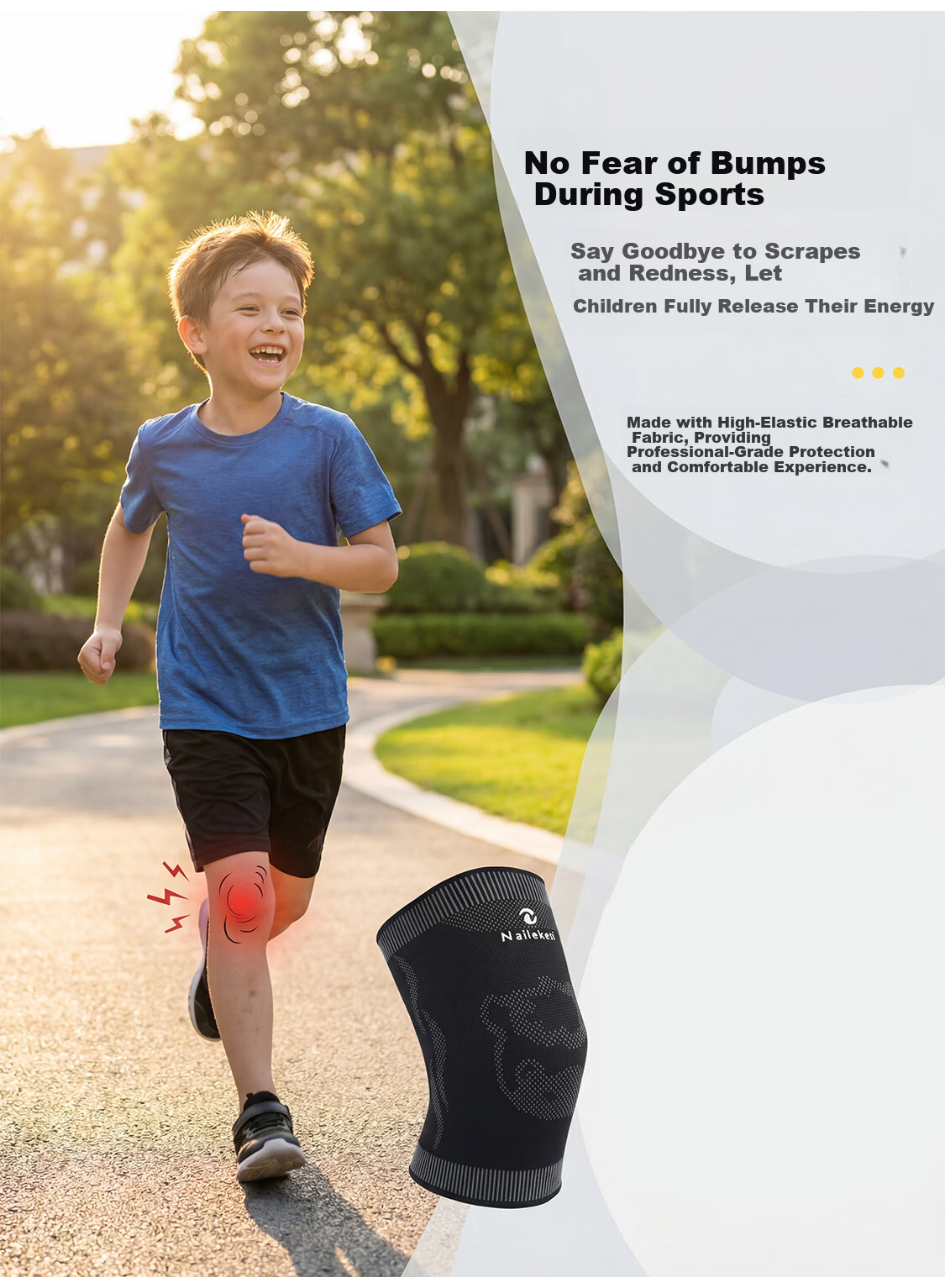 NAILEKESI Children's Sports Knee Pads for Basketball, Soccer, Cycling, Running, Dancing, Impact Protection And Fall Prevention, Summer Thin Versio 2