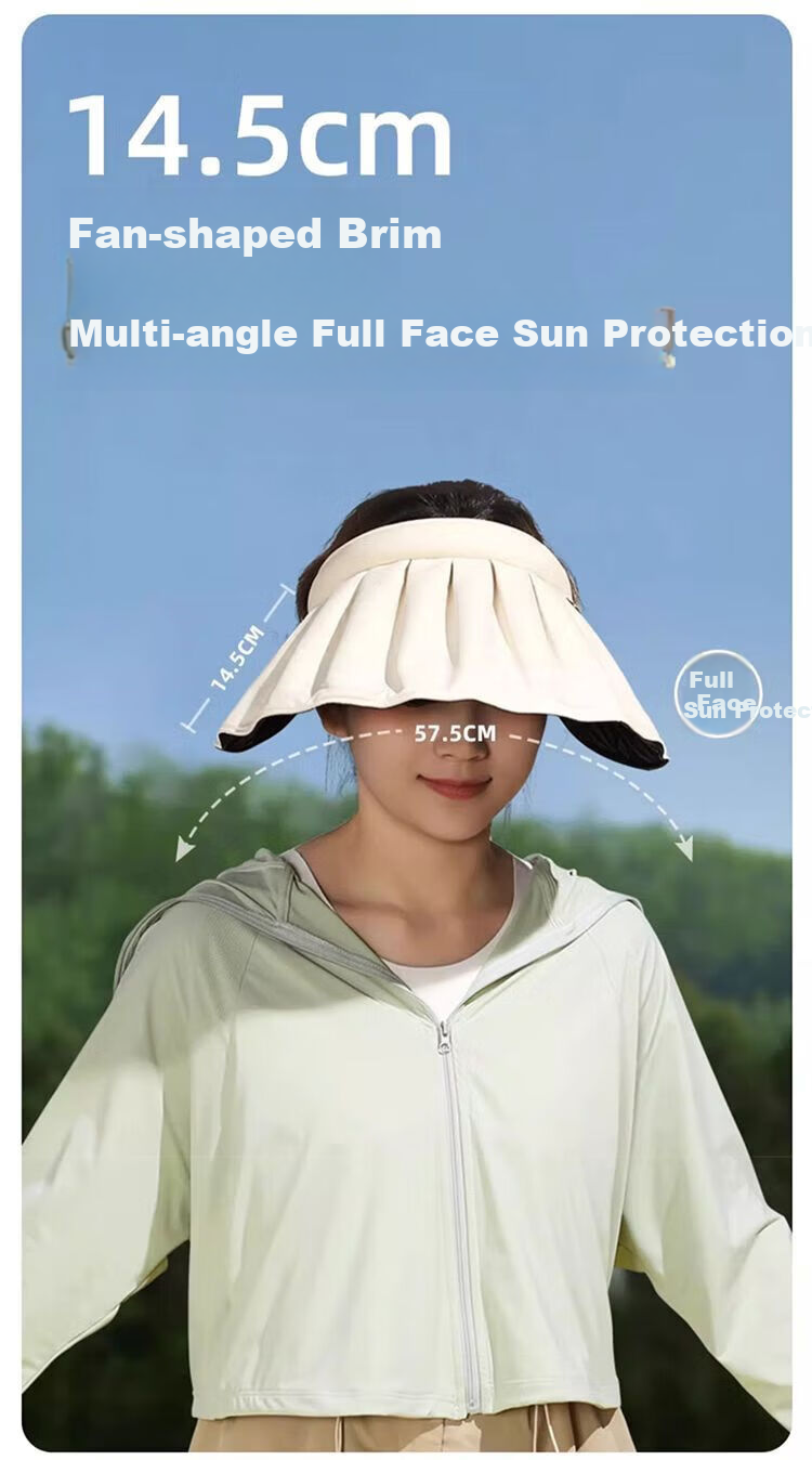 Peak UV Protection Sun Hat Couple Spring Summer Outdoor Running Anti-UV Shell Cap Open-Top Headband Dual-Use Foldable 3