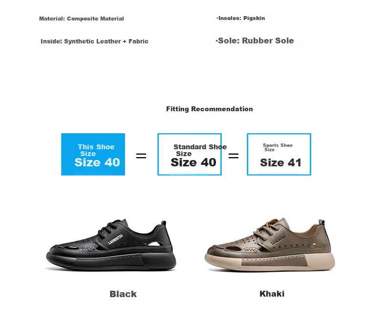 LAORENTOU Men's Summer Open-Toe Sandals Dad Hollow Anti-Slip Casual Outdoor Beach Slippers LL195 Black Size 41 4