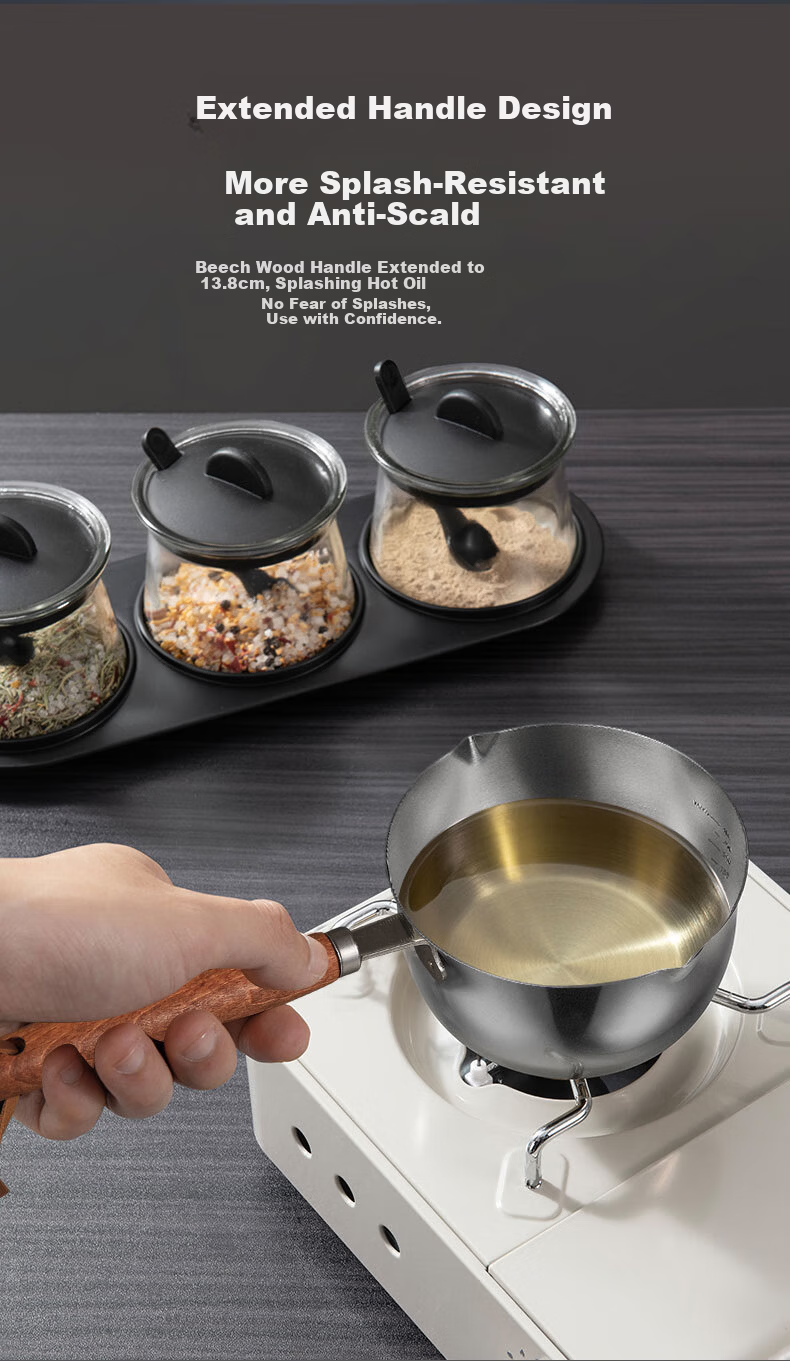 KBH Oil Pouring Pot 304 Stainless Steel Household Oil Drizzling Pan Frying Egg Oil Drizzling Pot 200ml 9