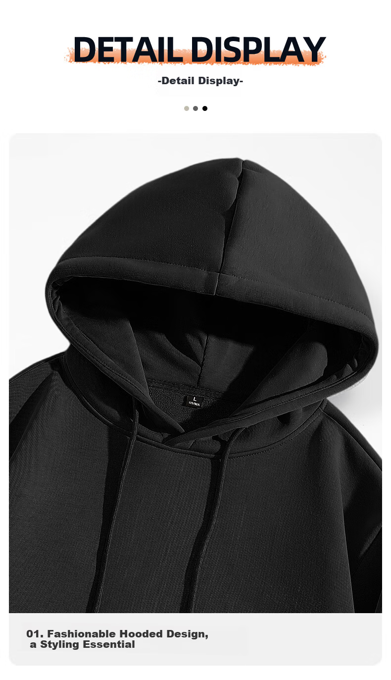 JEANSWEST LIFE Men's Autumn Winter Fleece-Lined Hooded Sweatshirt Loose Thick Warm Hoodie Men's Jacket 11