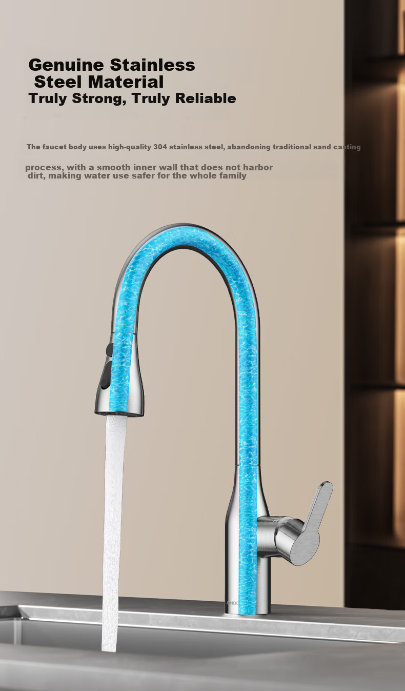 JOMOO Kitchen Faucet Three-Way Water Outlet Hot and Cold Dual Control Pull-Out Brass Alloy Sink Faucet 33255 17