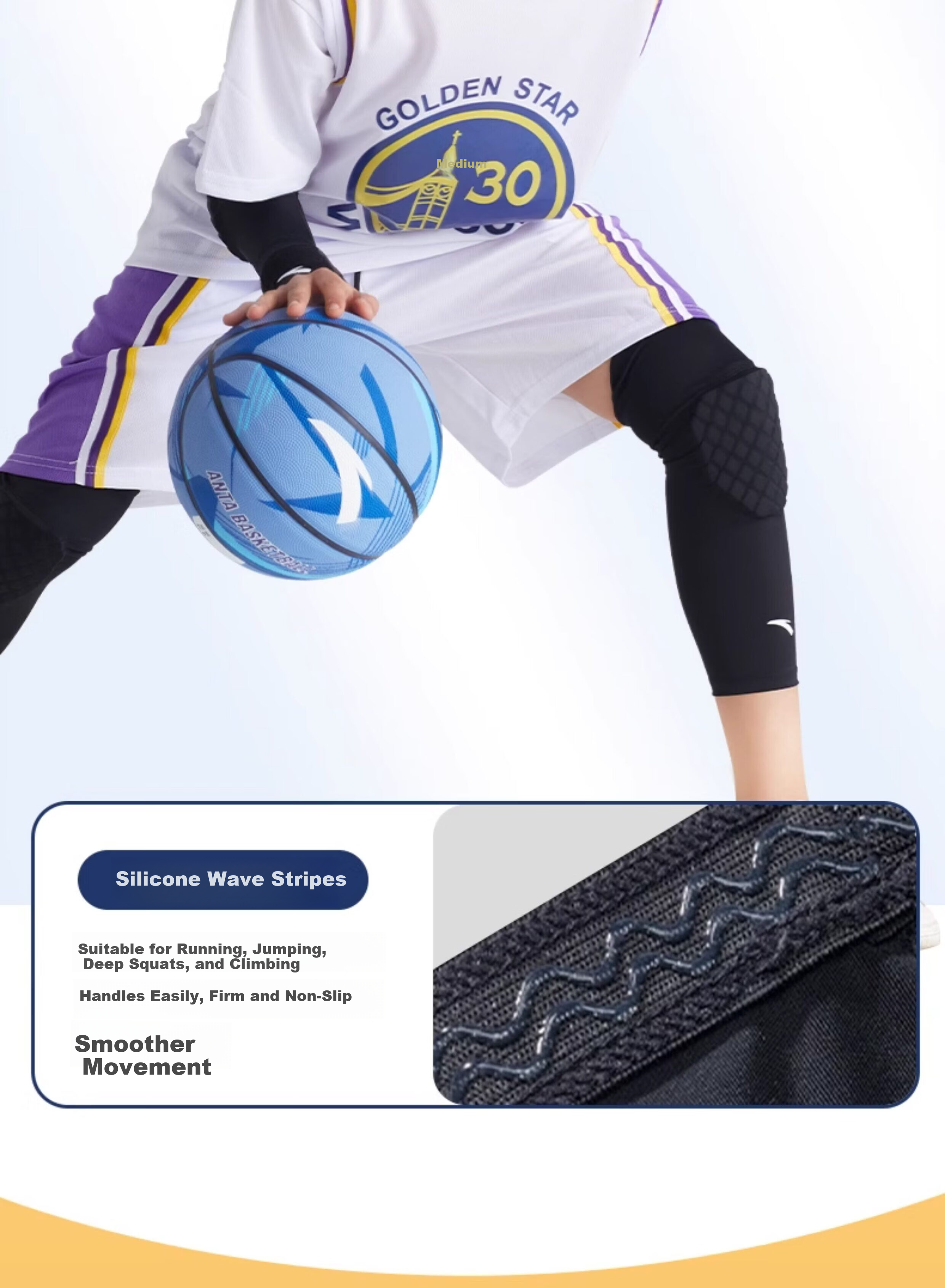Anta Kids Honeycomb Knee Pads Basketball Protective Sports Collision Youth Professional Knee Sleeves Running Elbow Guards Equipment XS 9