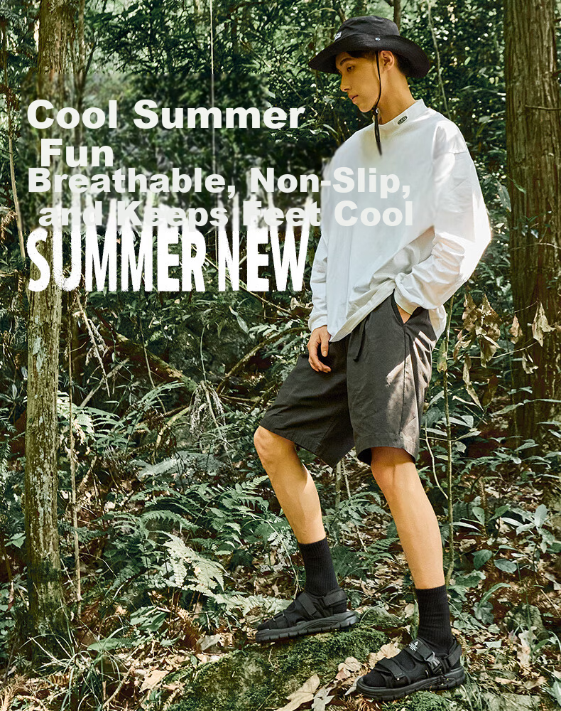 Mark Fairwhale Men's Sandals Outdoor Summer 2026 New Dual-Use Slippers Men's Beach Shoes Pure Black Size 40 1