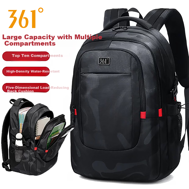 361° Men's Backpack Large Capacity Casual Water-Resistant Commuter Lightweight Sports Bag for Middle School, High School, and College Students