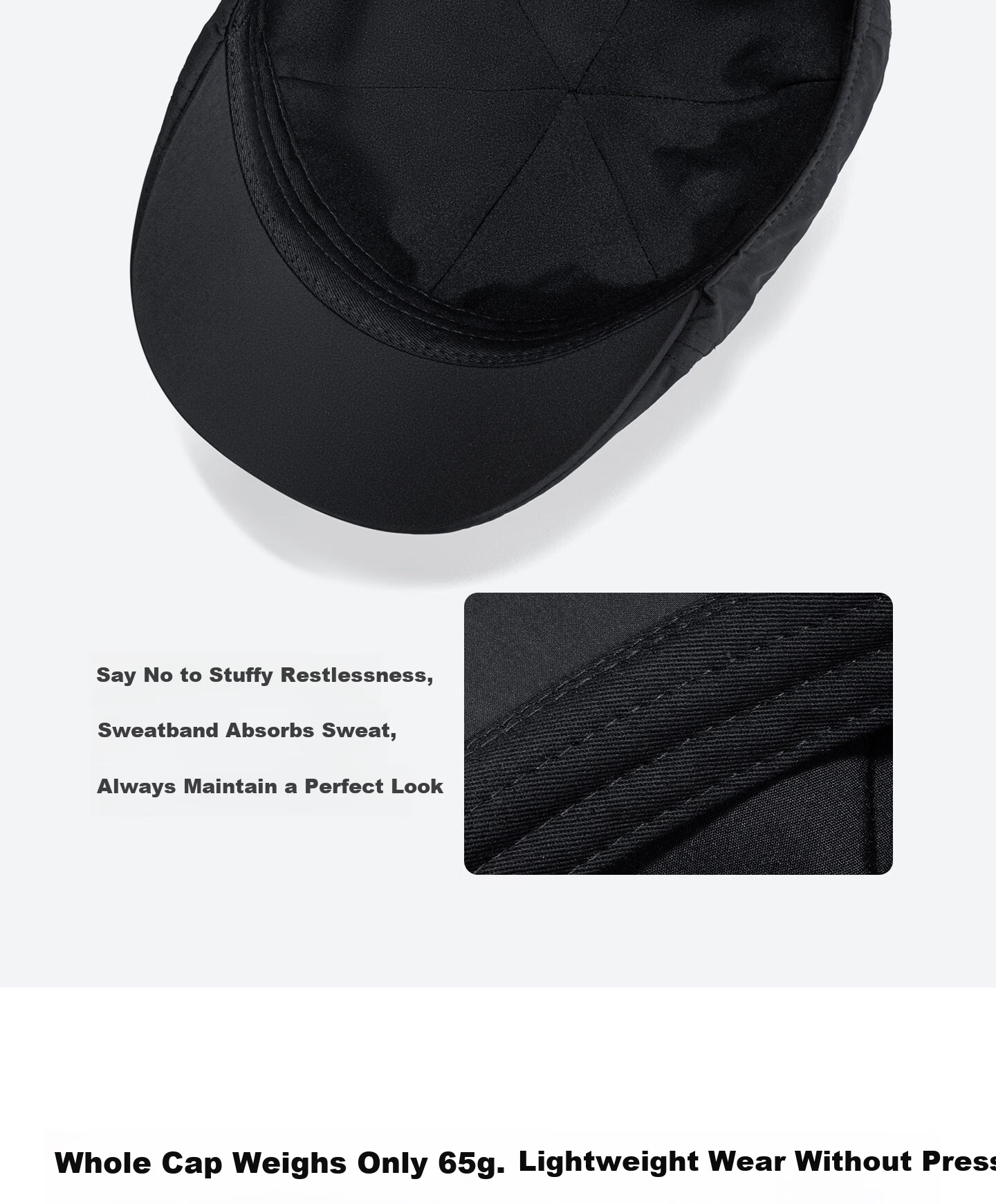 Seven Wolves Men's Beret Quick-Dry Breathable Baseball Cap Sports Versatile Sun Hat Adjustable Large Head Circumference 4