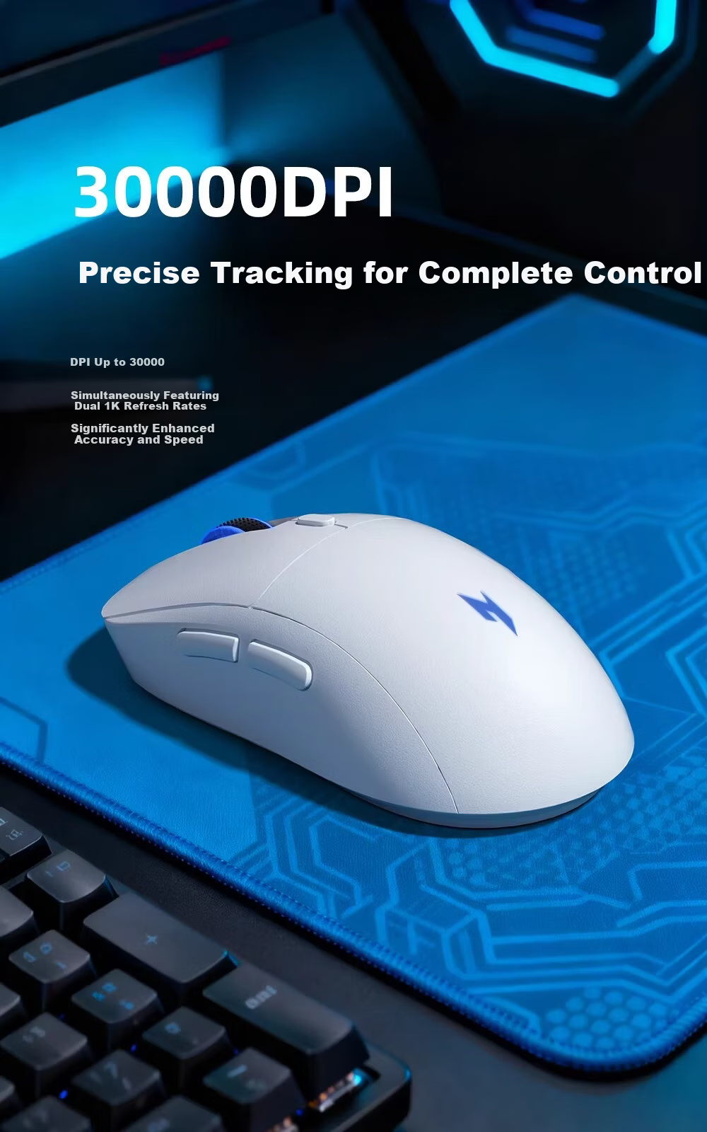 Acer Three-Mode Gaming Mouse RGB Lighting Silent Click Rechargeable Wireless Bluetooth Wired Ergonomic OMR319 Rose Red 3