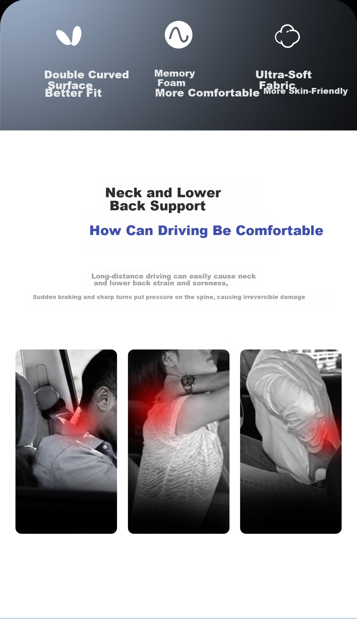 HONDA Original Genuine Car Lumbar Support Back Cushion Waist Pillow Office Cushion Black 2