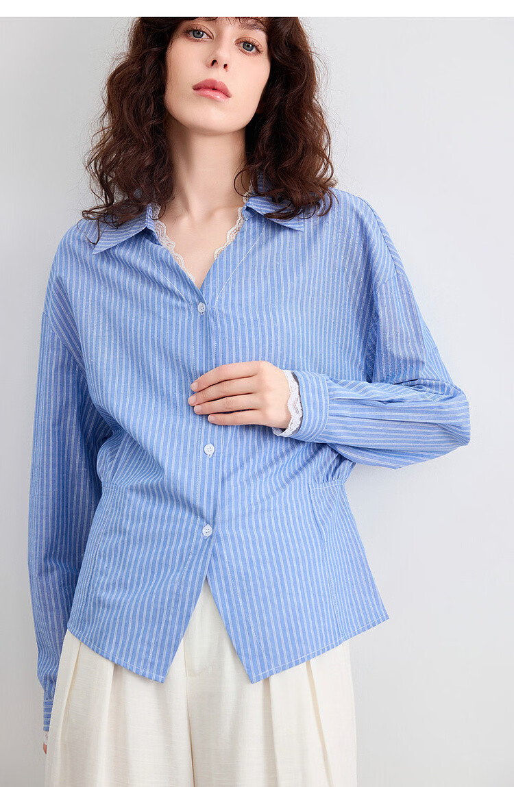 Demana Minimalist French Lace Collar Slim Fit Short Shirt for Women Spring Cloud Cotton 16