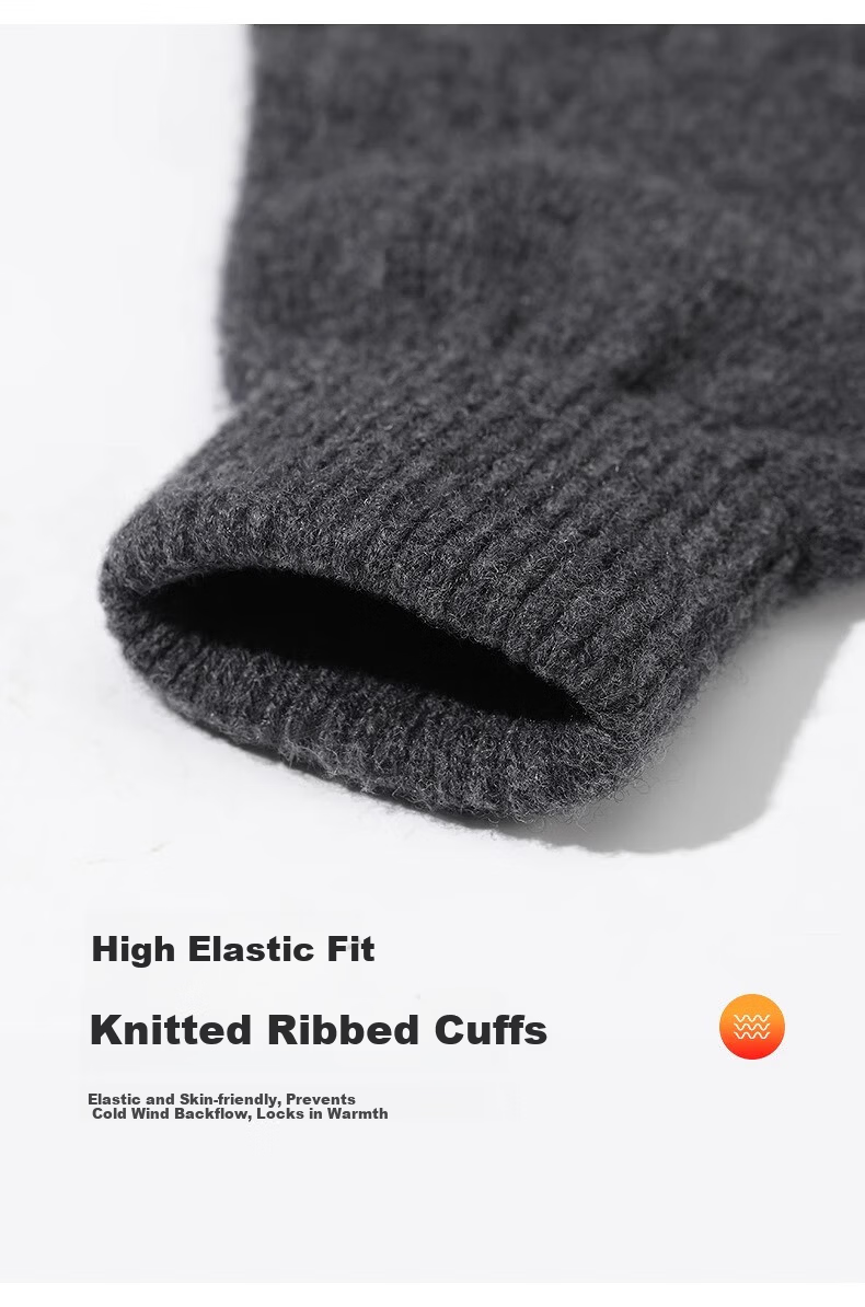 Hengyuanxiang Men's Thermal Cycling Gloves Winter Outdoor Wool Fleece Thickened Anti-Frost Gloves Birthday Gift 15