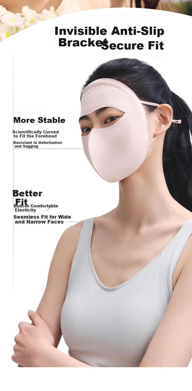 Beneunder Sunscreen Face Mask for Women UV Protection Medical Beauty Full Face Shield High UV Resistance Stylish Face Bikini Cycling Face Guard Mountain Gray 14