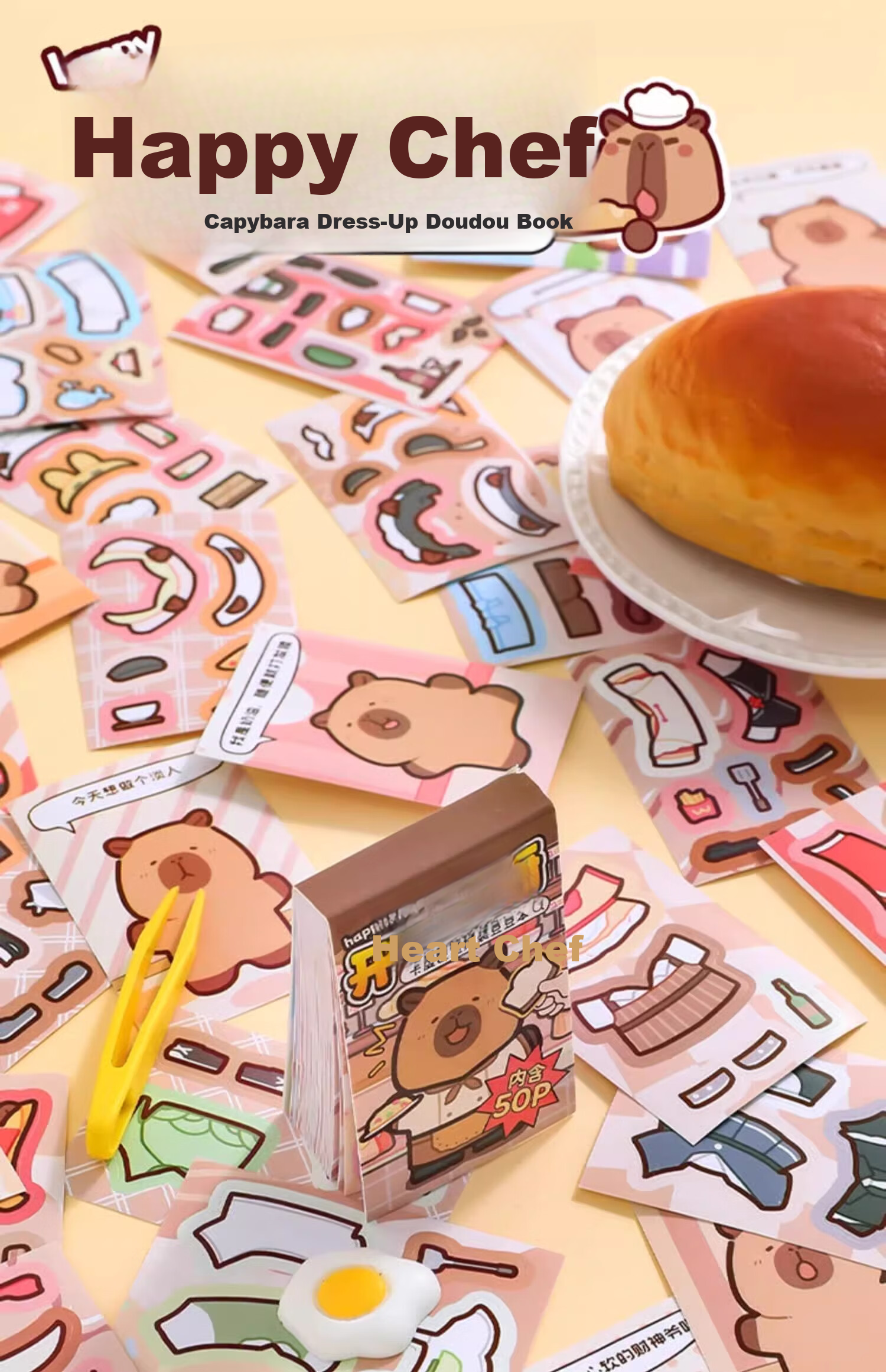 Class 3-2 Capybara Dress-Up Doudou Book Dress-Up Wardrobe Sticker Album DIY Children's Craft Sticker Book Cute Cartoon Princess Toy Book Role Play (Blue) 13