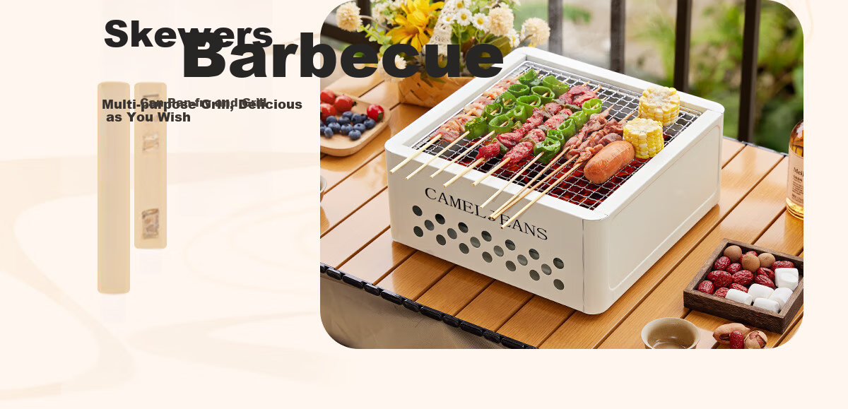CAMELJEANS Home Barbecue Grill Fire Stove Set Indoor Barbecue Table 174BJ30745 White 16