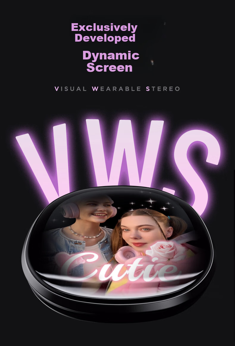 MORRORART VWS X1 Wireless Bluetooth Headphones with Active Noise Cancellation, Touch Screen, Long Battery Life, Birthday Gift, Compatible with Apple And Huawei, Standard Single Screen Version GT Silver 11