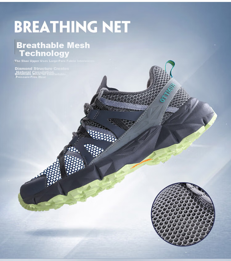 HUMTTO Summer Mesh Hiking Shoes Non-Slip Shock Absorption Outdoor Men's Mountaineering Shoes Breathable Casual Men's Shoes Blue Gray Size 40 2