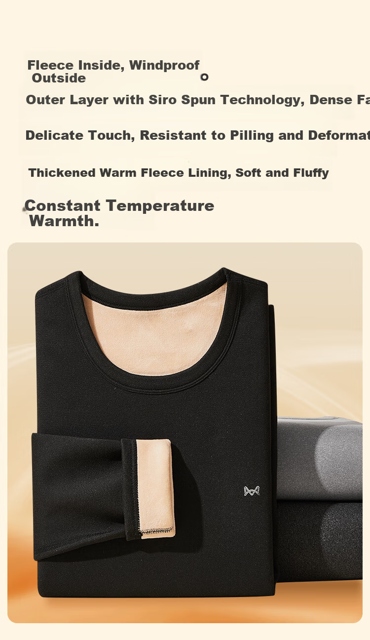MiiOW [Goose down Silk] Men's Thermal Underwear, Fleece-Lined Thickened Autumn Pants, Antibacterial Warm Pants Set for Me 3