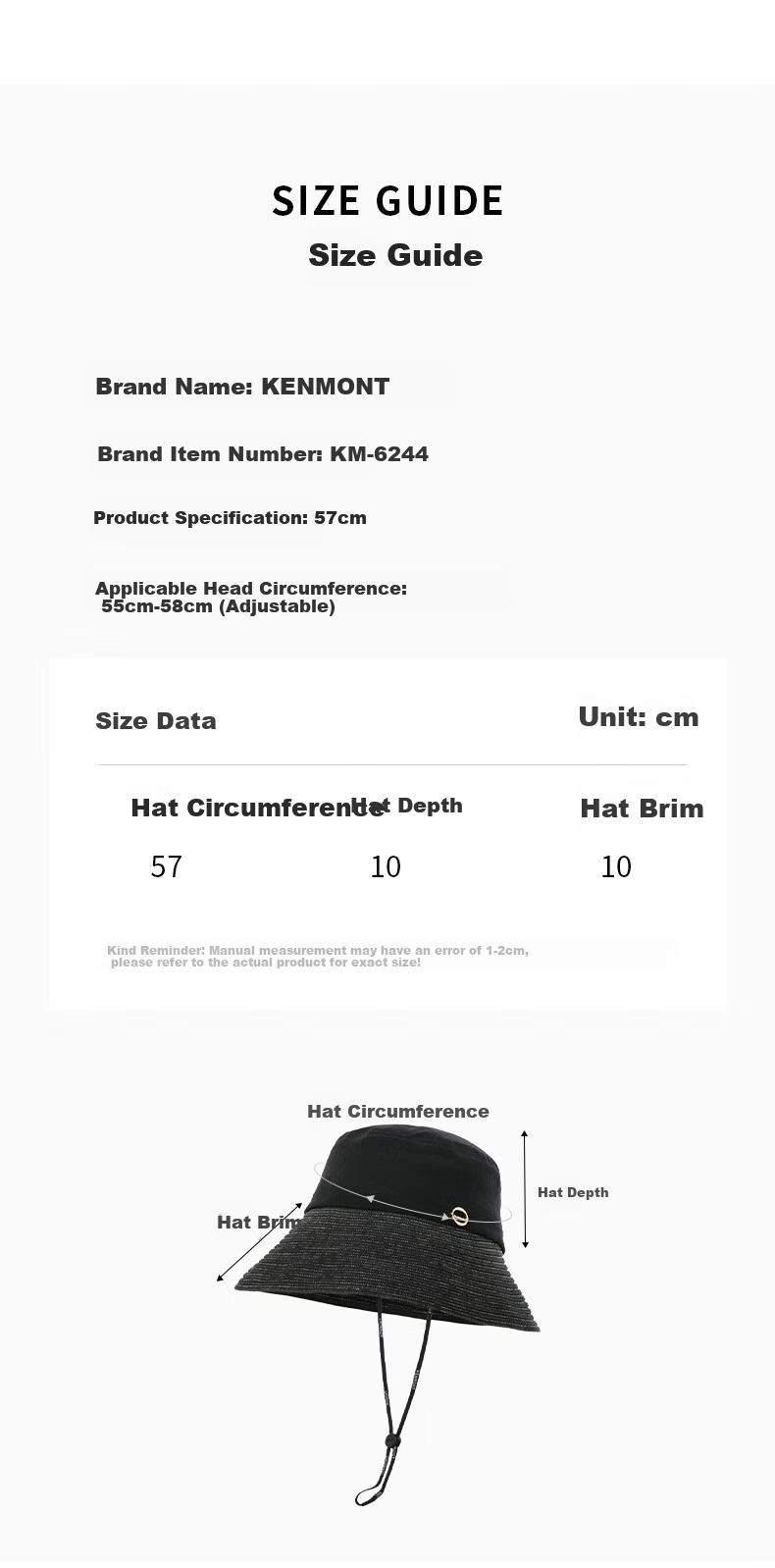 Kenmont Women's Spring Summer Foldable Casual Versatile UV Protection Breathable Bucket Hat 6244 6