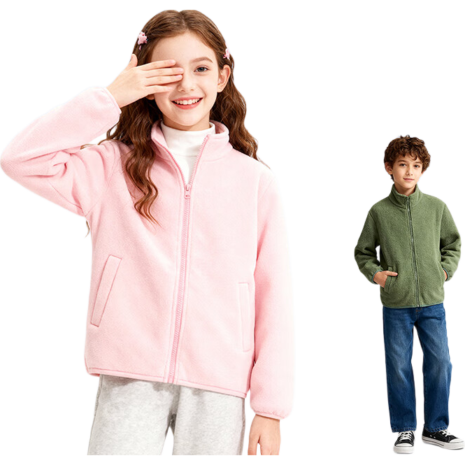 Baleno Children's Jacket, Autumn And Winter 2026, for Older Kids, Double-Sided Fleece, Warm Cardigan, Boys And Girls, Solid Color Winter Outerwear