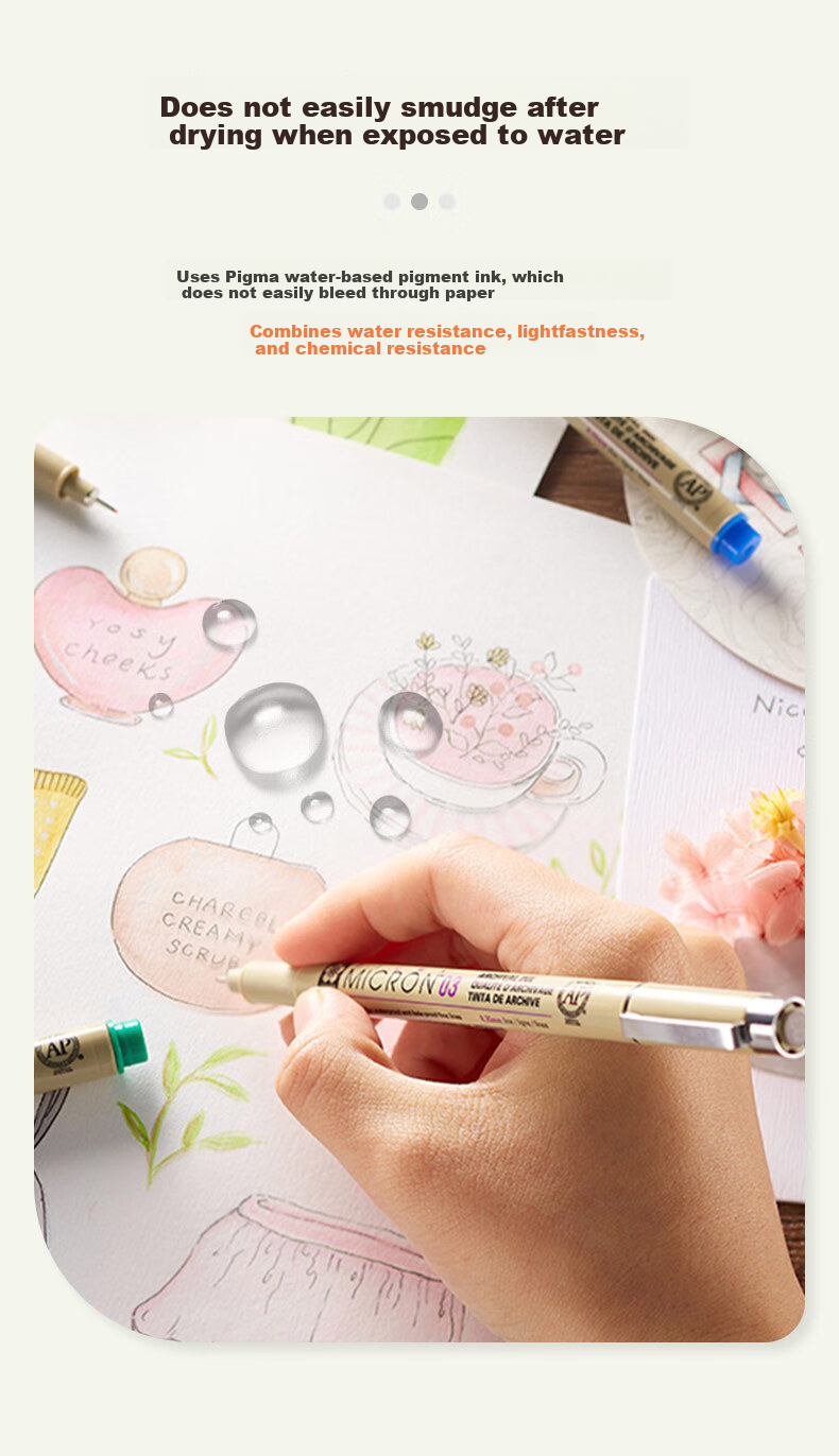 SAKURA PIGMA Pen Cool Maru Needle Tube Pen Outlining Pen 7-Piece Set Japanese Imported Signature Pen Drawing Black Water Pen Student Children's Art Painting Outlining Hand-Drawn Design 4