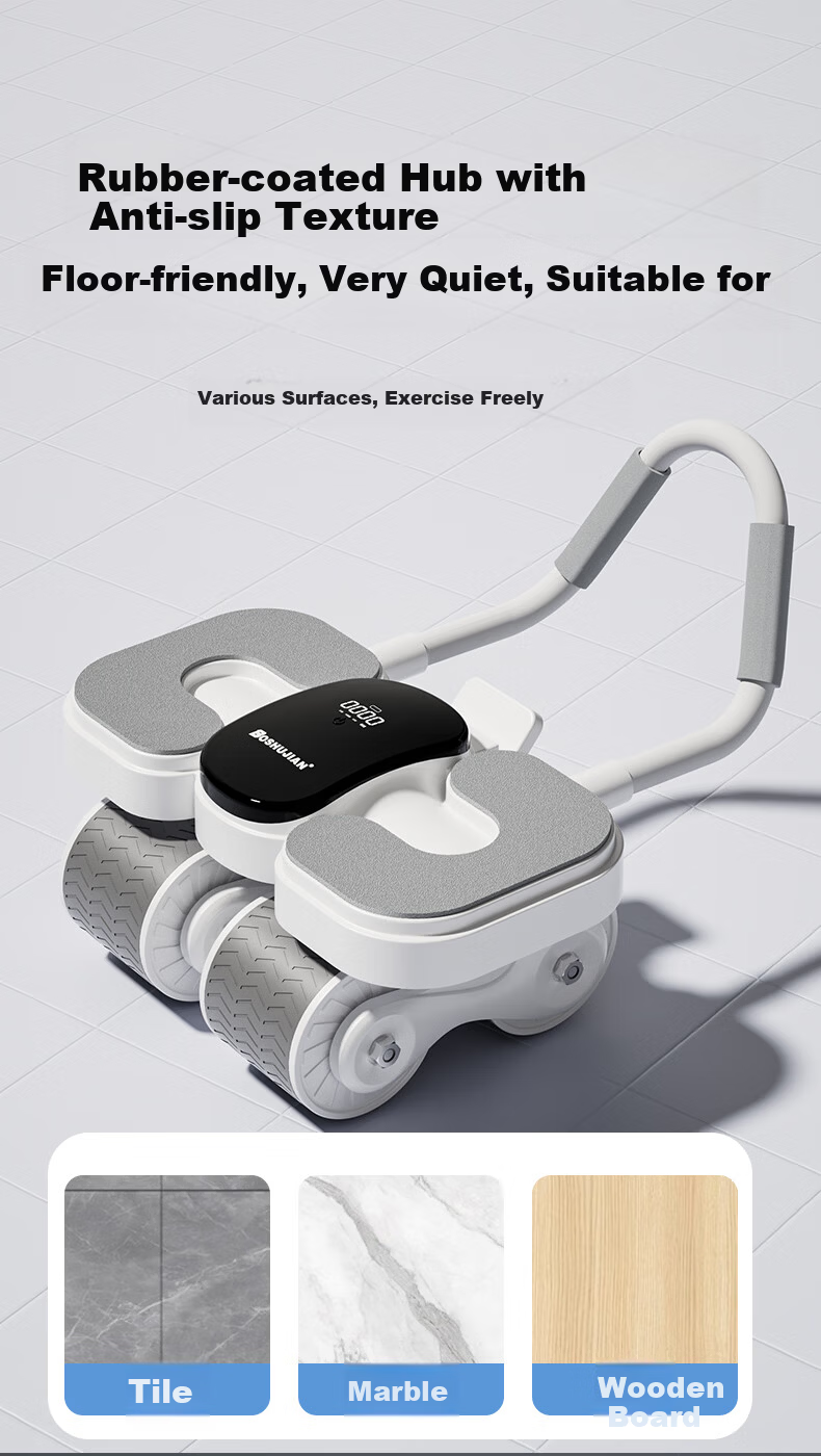 BOSHUJIAN Four-Wheel Ab Roller with Automatic Rebound, Elbow Support Knee Pad, Assisted Sit-Up Wheel, Home Fitness Equipment 6